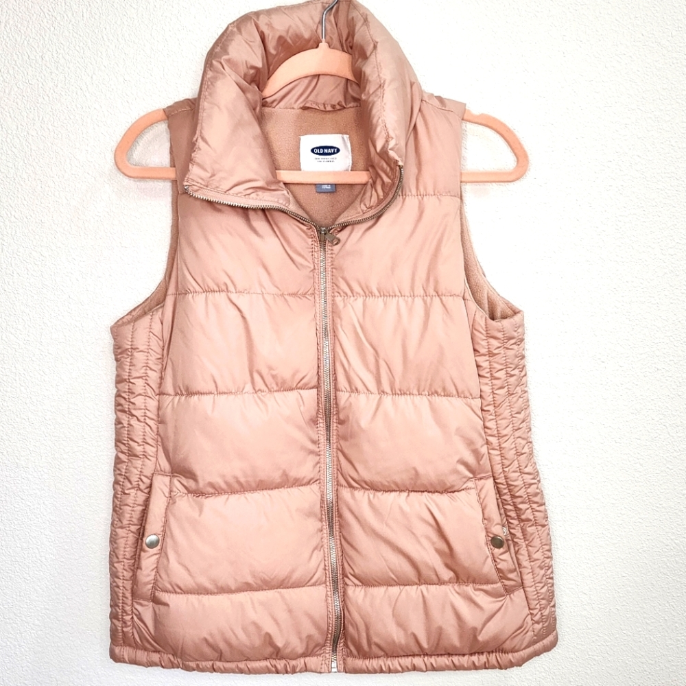 Old Navy Vest - Puffer, Blush, Pink, Zip